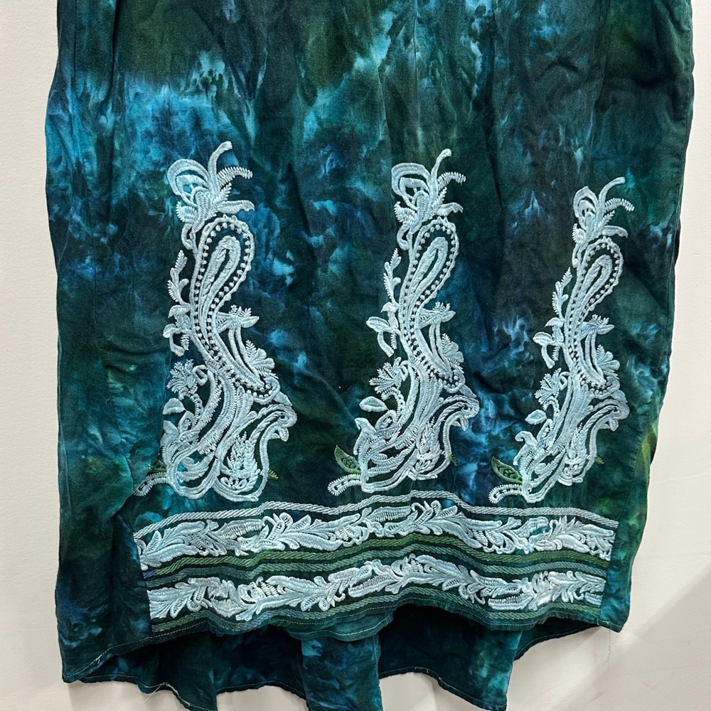 J. Jill Green blue Linen Tie-Dye dress M Tall - Picture 4 of 6